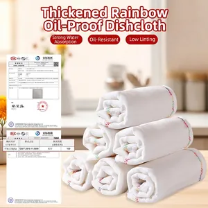 Kitchen Cleaning Cloth Multi Layer Thickened Cotton Gauze Oil Repellent Absorbent Dishcloth Rainbow Edge Fruit Pattern