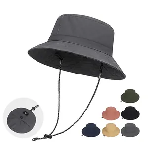 Bucket Hat Packable Wide Brim Polyester Quick Drying Breathable Outdoor Sun Protection For Men Women Hiking Fishing Adjustable