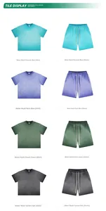 Matrix layout of retro water-washed T-shirts and shorts in four distinct vintage colors