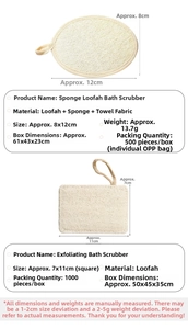 Detail van natuurlijke loofah spons pad 8x12cm met zachte badstof achterkant