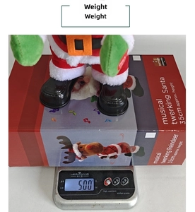 Makroansicht: Elektrischer Weihnachtsmann wiegt 500g bei 35cm Gesamthöhe