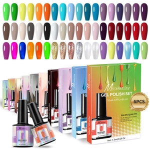 Professional 6-color gel nail polish set with 45 multi-shade swatches and gift box