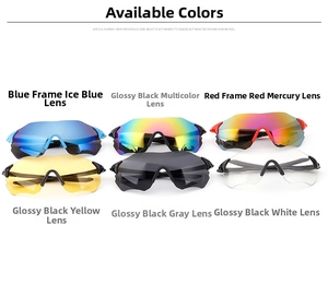 Six specialized cycling sunglasses with colorful UV400 lenses and aerodynamic frames