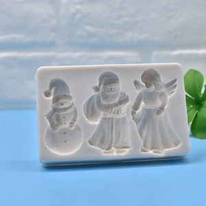 Christmas silicone mold with snowman, Santa Claus, and angel for DIY soap or candle making