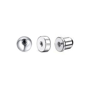 Set of silver stainless steel screw ball and cylinder ear back jewelry replacements