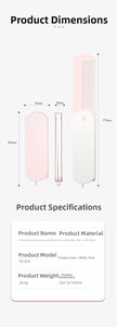 Detailed size chart of a foldable handheld makeup mirror and comb showing dimensions