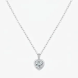 Collier Pendentif Cœur Argent Sterling 925 Oxyde De Zirconium Taille Cœur Bijou Minimaliste Élégant Pour Femme