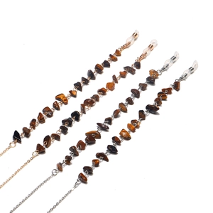 Tiger eye stone eyewear chains in gold and silver finish with non-slip silicone loops