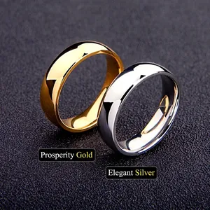 Minimalist 6mm stainless steel round arc rings in polished gold and silver finish