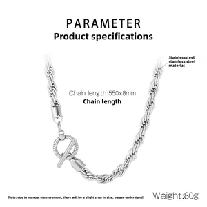 Spécifications du collier torsadé en acier inoxydable de 550mm avec fermoir à bascule