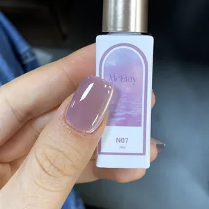 Macro view of lilac cat-eye nail polish with shimmering magnetic effect in 7ml bottle