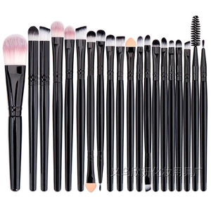 Professional 20-piece makeup brush set with black handles and pink gradient bristles