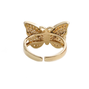 Minimalist gold adjustable butterfly ring for women with high-quality polished finish