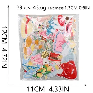 29-piece cute cartoon embroidery iron-on patches set with floral and dessert designs