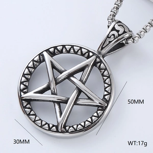 Macro view showing dimensions of a punk style stainless steel pentagram ring pendant