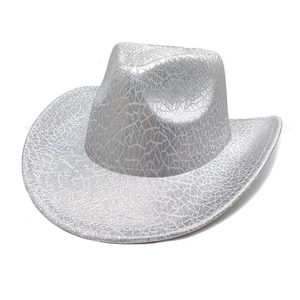 Close-up of the silver sequin texture and stitch detail on a western cowboy hat