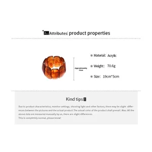 Detailed specs for acrylic tortoiseshell bangle showing 5cm width and 19cm circumference