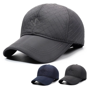 Baseball Cap Winter Warm Windproof Quilted Ear Flaps Adjustable Polyester Outdoor Casual For Men