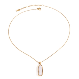 18K Vergoldet Edelstahl Künstliche Barockperle Anhänger Halskette Für Damen Elegante Minimalistische Schlangenkette Schmuck