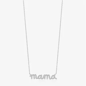 925 Sterling Silver Mama Letter Pendant Necklace With Zirconia Iced Out Clavicle Chain Jewelry For Women Mother Gift