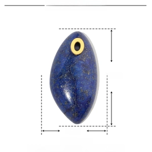 Detailed size parameter view of teardrop lapis lazuli pendant with 25mm height