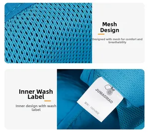Détail du tissu en maille 100% nylon et étiquette d'entretien du chapeau de soleil enfant