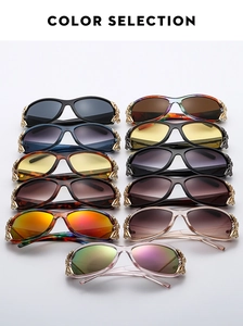 Detailed color selection of butterfly sunglasses with hollow gold metal temples