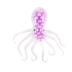 Purple octopus sensory stress ball toy with internal beads and realistic soft tentacles