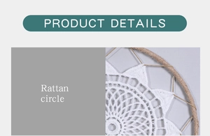 Detailed view of handmade rattan circle and white cotton lace woven mesh on dreamcatcher