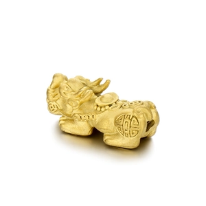 Polished 18K gold plated stainless steel Pixiu charm for wealth attraction bracelets