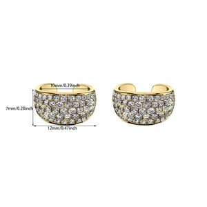 Luxury gold-plated cubic zirconia ear cuff earrings with full sparkle rhinestone pavé setting