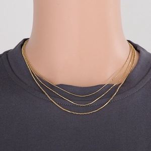 Three-layer gold titanium steel snake bone chain necklace worn on neck for fashion