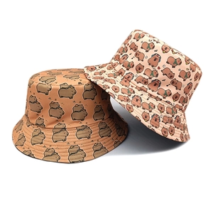 Capybara Print Bucket Hat Polyester Breathable Sun Protection Outdoor Summer Casual Cute Cartoon Fisherman Hat For Men Women