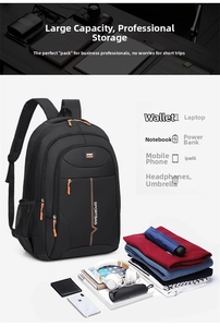 Detail showing the large storage capacity of this black waterproof sport backpack