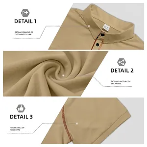 Men's khaki polo shirt with breathable mesh fabric, polo collar and button details