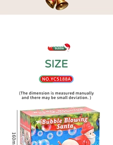 Detailed dimensions of the Santa bubble machine showing the height of 160mm in packaging