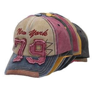 Vintage gewaschene Baumwoll-Baseballkappen mit New York Stickerei in vielen Farben