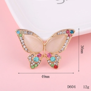 Detail view of crystal butterfly charm with dimensions 49mm x 36mm and 12g weight