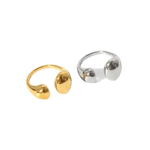 Minimalist irregular mirror-polished stainless steel open rings in gold and silver finish