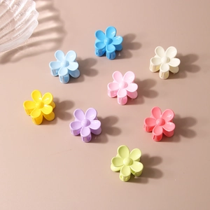 Set of 8 colorful matte flower hair claws in macaron shades for women hair styling