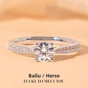 Close-up of a sparkling 1-carat high-carbon diamond ring with a six-prong setting
