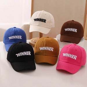 Kids baseball cap with embroidered WINNER text in six various vibrant colors