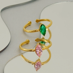 Anillo De Ojo De Caballo De Zirconia Incrustada De Acero Inoxidable Anillo Ajustable De Acero De Titanio Versátil
