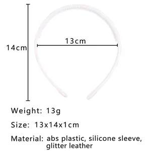 Kids gradient glitter headband with anti-slip teeth and silicone protective cover 13x14x1cm