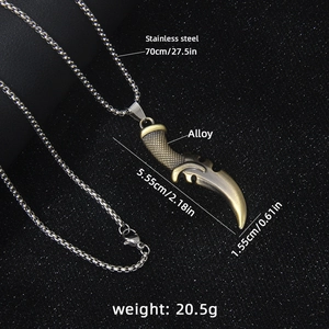Punk Grim Reaper scythe necklace with stainless steel chain and alloy pendant details