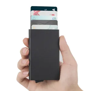 RFID Blocking Card Holder Automatic Pop Up Aluminum Alloy Slim Credit Card Case Minimalist Matte Business Wallet