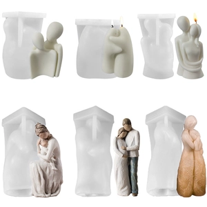 Hugging Body Silicone Mold Abstract Couple Mother Baby Human Portrait DIY Candle Soap Resin Plaster Making Minimalist