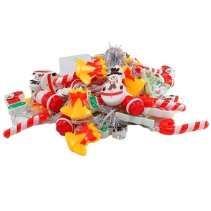 LED Christmas string lights with Santa, snowman, and candy cane decorative pendants