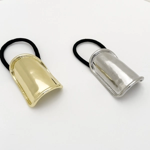 Minimalist gold and silver metal ponytail cuffs with high elastic hair ties