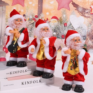 Electric dancing Santa Claus doll with music playing guitar for Christmas home decoration